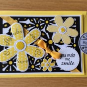 Daisy You make me smile/birthday card Sizzix thinlits/framelits - craftybabscreativecrafts.co.uk