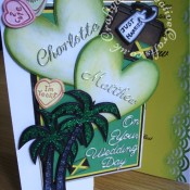 Jamaican themed wedding card made using Britannia dies wedding day sentiment and alphabet dies, Memory Box Grand heart die, Cuttlebug disney cut and emboss At The Beach set, Love Always set and Bon Voyage set. - craftybabscreativecrafts.co.uk