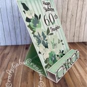 Floral Block easel card made using various dies including : Altenew Watercolour garden dies, The Paper Boutique Female relatives and Happy Birthday sentiment dies, Tattered Lace Hand Drawn Alphabet Upper case Die Set and Carnation Crafts Not Just a Number Die Set